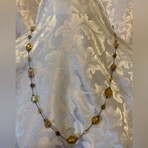 Vintage Murano Glass Crystal Bead Necklace, Gold Plated, 1970s